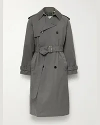 Burberry Trench doppiopetto in gabardine di cotone con cintura Grigio