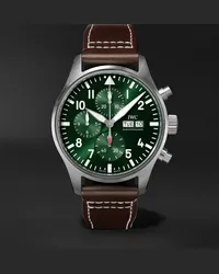 IWC Cronografo automatico 43 mm in acciaio inossidabile con cinturino in pelle Pilot’s, N. rif. IW378005 Verde