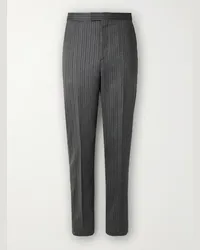 Favourbrook Pantaloni slim-fit a gamba dritta in lana a righe Westminster Grigio