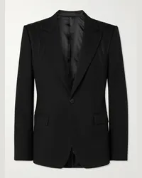 Alexander McQueen Giacca slim-fit in lana con finiture in gros-grain Nero