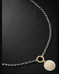 FOUNDRAE Collana in oro giallo e bianco con pendente con diamante Wholeness Argento