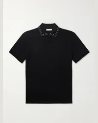 Valentino Garavani Polo in cotone piqué con decorazioni Nero