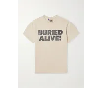 T-shirt in jersey di cotone effetto consumato con stampa Buried Alive