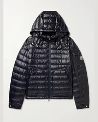 Moncler Piumino trapuntato in shell con cappuccio e logo applicato Nero