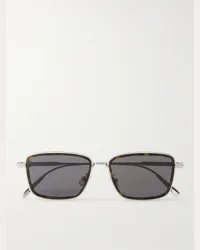 Dior Occhiali da sole in metallo argentato e acetato tartarugato con montatura D-frame DiorBlacksuit S9U Argento