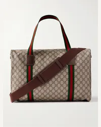 Gucci Borsone in tela Supreme spalmata con monogramma, finiture in pelle e nastro Web Neutri