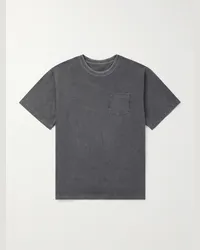 Sacai T-shirt in jersey di cotone tinta in capo con finiture in shell Grigio