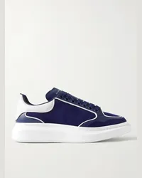 Alexander McQueen Sneakers bicolore in camoscio con finiture in pelle e suola oversize Blu