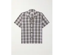 Camicia da pigiama in popeline di lyocell TENCEL™ a quadri con colletto convertibile