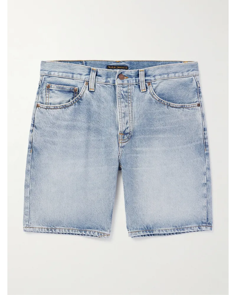 Nudie Jeans Shorts a gamba dritta in denim Seth Blu