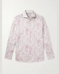 Brunello Cucinelli Camicia in lino con stampa paisley Rosa