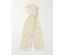 Sciarpa in misto lana merino e cashmere a coste
