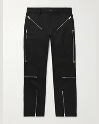 Rick Owens Bonotto Pantaloni a gamba dritta in cotone con zip Terrain Nero