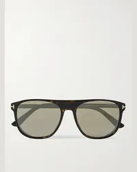 Tom Ford Occhiali da sole in acetato tartarugato con montatura D-frame Lionel Tartarugato