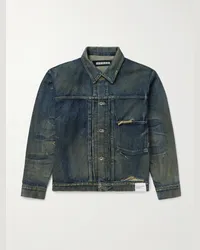 Neighborhood Giacca in denim effetto consumato Savage Type-1 Blu