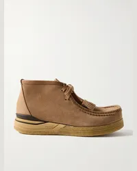 Visvim Desert boots in camoscio con finiture in pelle Beuys Trekker-Folk Marrone