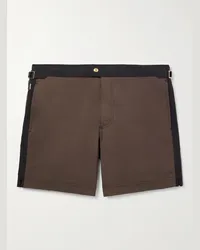 Tom Ford Shorts da mare medi a gamba dritta con righe Marrone