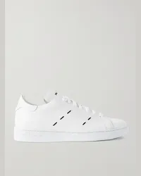 Kiton Sneakers in pelle con ricami Bianco