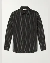 Saint Laurent Camicia in seta a pois Nero