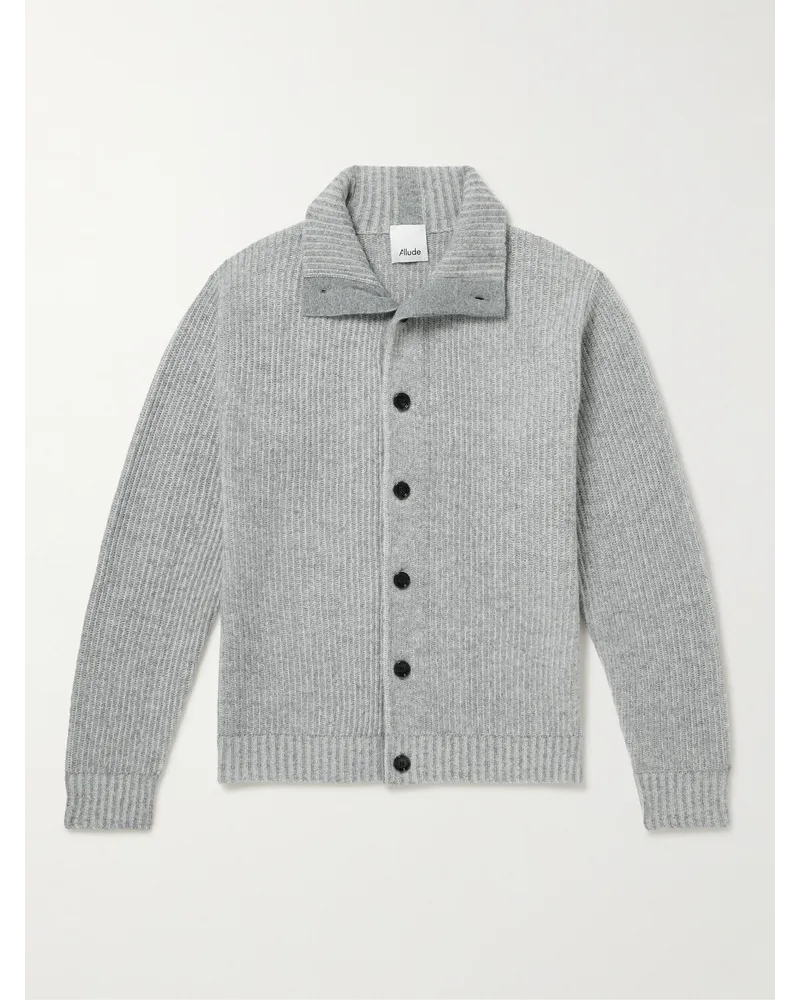 ALLUDE Cardigan in cashmere a coste Grigio