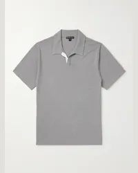 James Perse Polo in misto lino Grigio