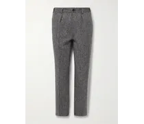 Pantaloni slim-fit in tweed di lana a spina di pesce con pinces Games