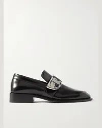 Burberry Mocassini Monk Strap in pelle con decorazione Nero