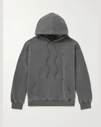 Carhartt WIP Felpa in jersey di cotone tinta in capo con cappuccio e logo applicato Vista Grigio