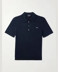 A.P.C. Polo in cotone con logo ricamato Ollie Blu