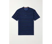 Paul Smith T-shirt da pigiama in jersey di misto cotone e modal a righe con logo ricamato Blu