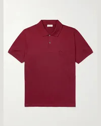 Alexander McQueen Polo in jersey di cotone biologico con logo ricamato Bordeaux