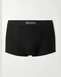 Ermenegildo Zegna Boxer in misto cotone e modal a coste Nero