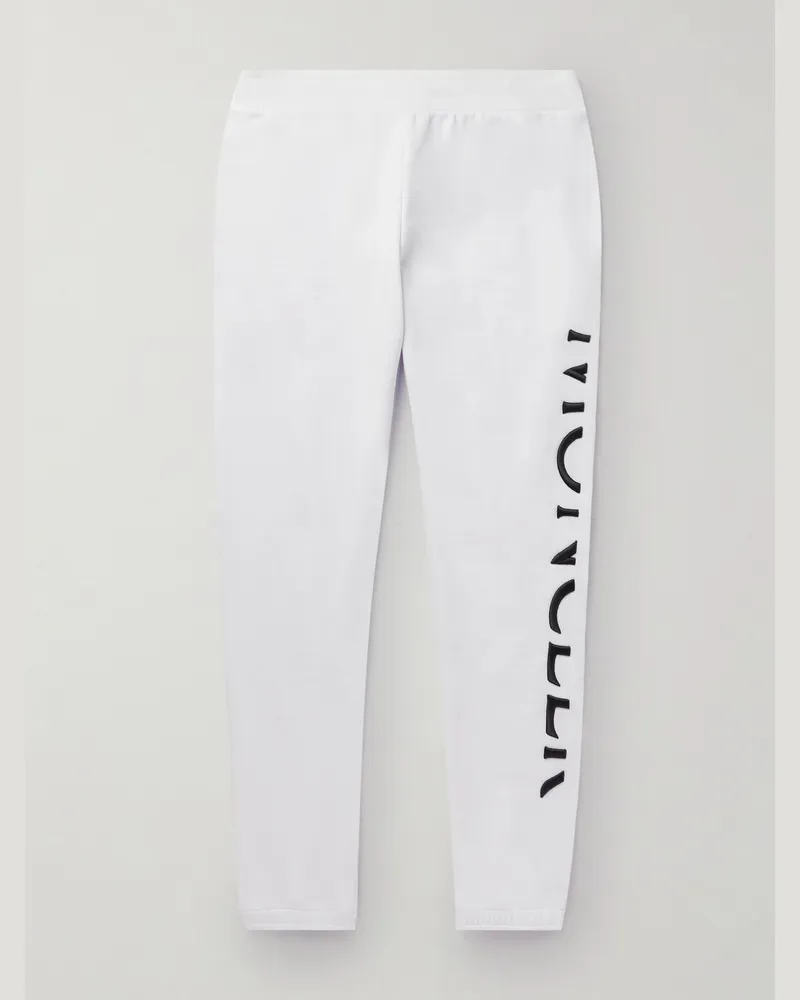 Moncler Tapered Logo-Embroidered Cotton-Jersey Sweatpants Bianco