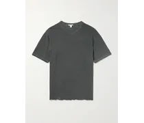 James Perse T-shirt in jersey di cotone fiammato tinta in capo Grigio