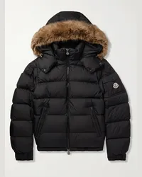 Moncler Piumino trapuntato in tessuto shell con finiture in peluche Mayaf Nero