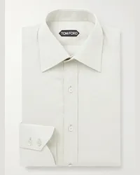 Tom Ford Camicia in popeline di misto lyocell con collo alla francese Bianco