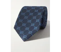 Gucci Cravatta in seta con logo jacquard, 7 cm Blu