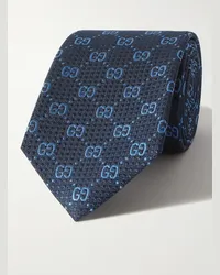 Gucci Cravatta in seta con logo jacquard, 7 cm Blu