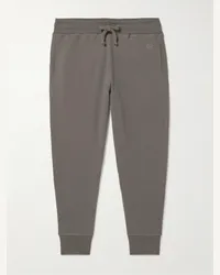 Kingsman Pantaloni sportivi a gamba affusolata in jersey di misto cotone e cashmere con logo ricamato Marrone