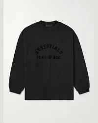 Fear of God Maglia oversize in jersey di cotone con logo applicato Nero