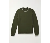 Balmain Pullover in misto lana merino con monogramma Verde