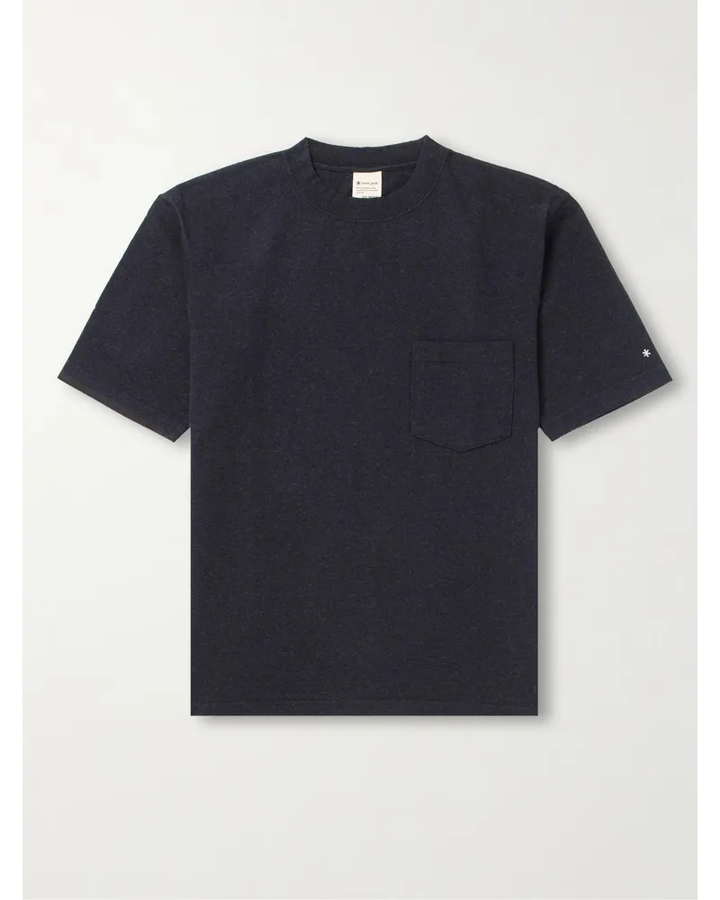 Snow Peak T-shirt in jersey di cotone con logo ricamato Nero
