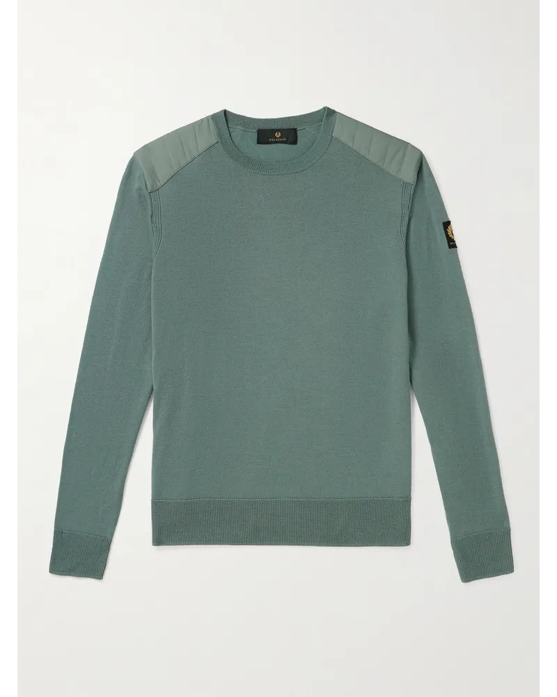 Belstaff Pullover in lana merino con inserti trapuntati Kerrigan Verde