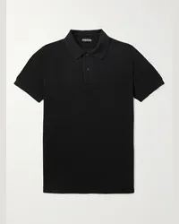 Tom Ford Polo in cotone piqué tinta in capo Nero