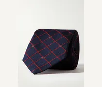 Cravatta in misto seta e lana con logo jacquard, 7 cm