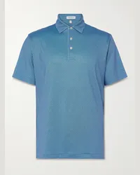 Peter Millar Polo da golf in jersey stretch stampato Soriano Blu