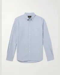 Beams Plus Camicia in cotone Oxford con collo button-down Blu