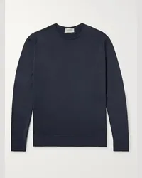 John Smedley Pullover slim-fit in lana merino Lundy Blu