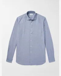 Incotex Camicia in cotone spazzolato Glanshirt Blu