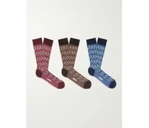 Confezione da tre paia di calze in misto cotone crochet